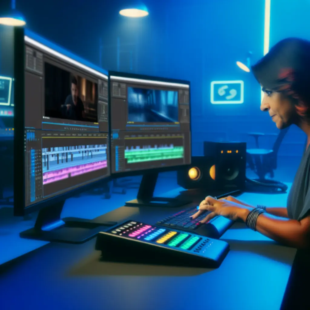 Editor werkt aan een tijdlijn in een video-werkstation