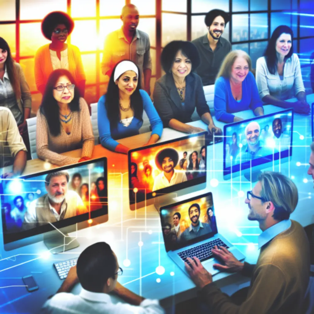 Groep creatieven die online samenwerken aan een videoproject