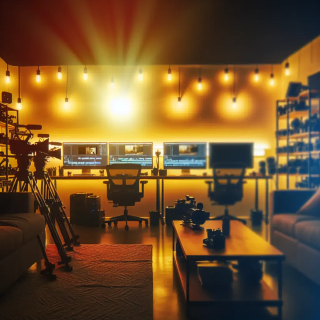 Cinematische tijdlijn van videobewerking met kleurrijke grading